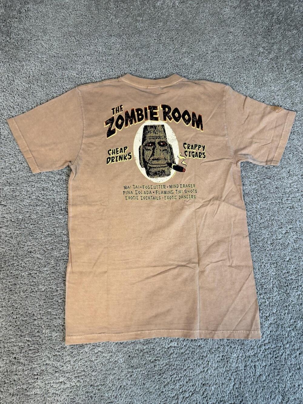 The Zombie Room Shirt Mens Small Brown Cheap Drinks Crappy Cigars Crazy Shirts